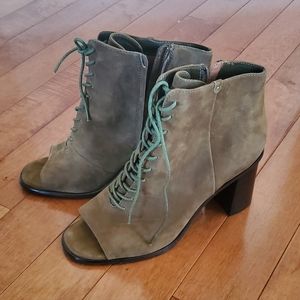 Frye Army Green Lace-Up Booties